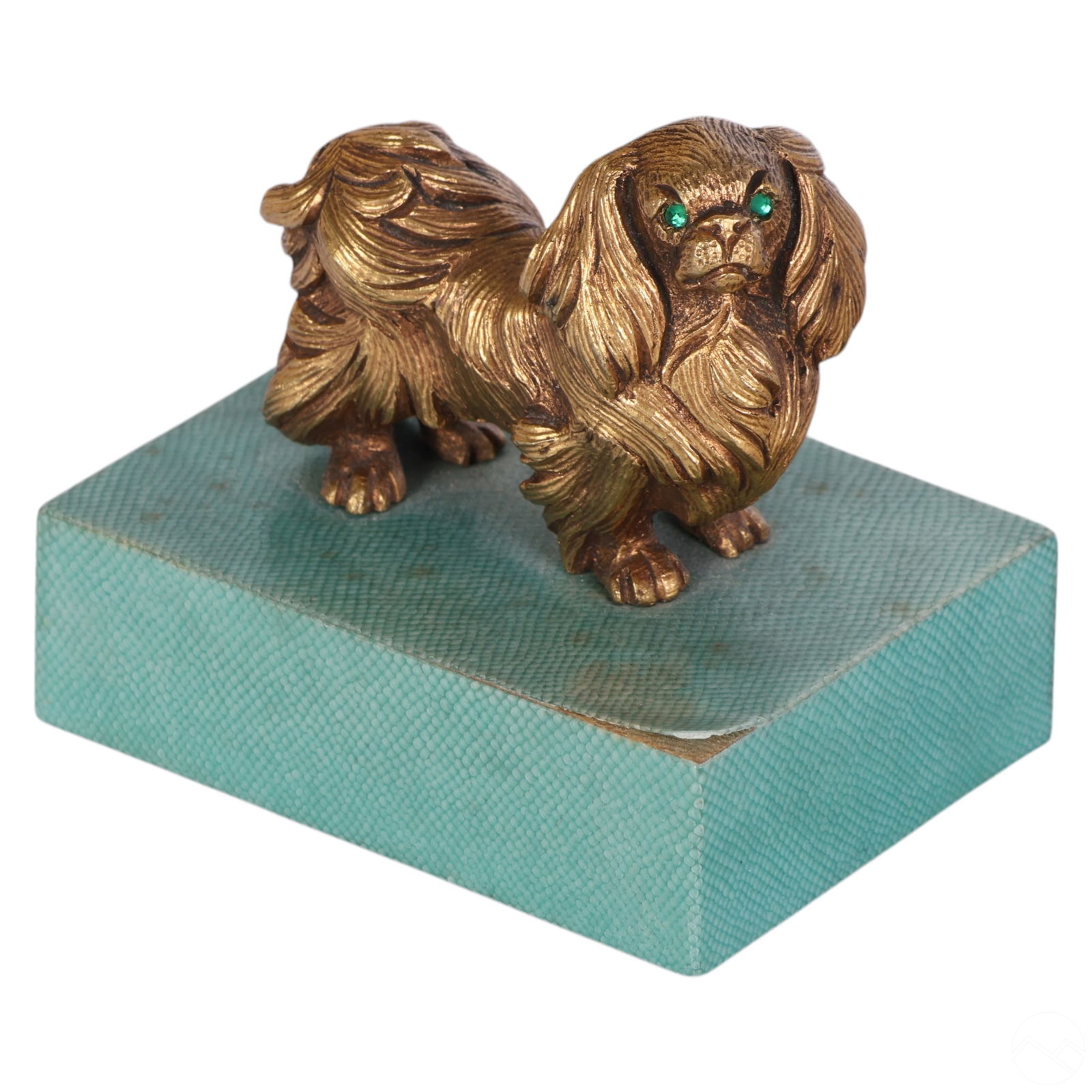 Antique 19C Gilt Bronze Pekingese Dog Figurine (1 of 6)