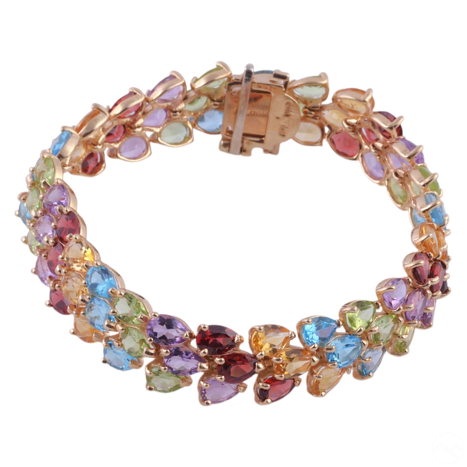 14k Yellow Gold Multicolor Gemstone Bracelet 23g (1 of 5)