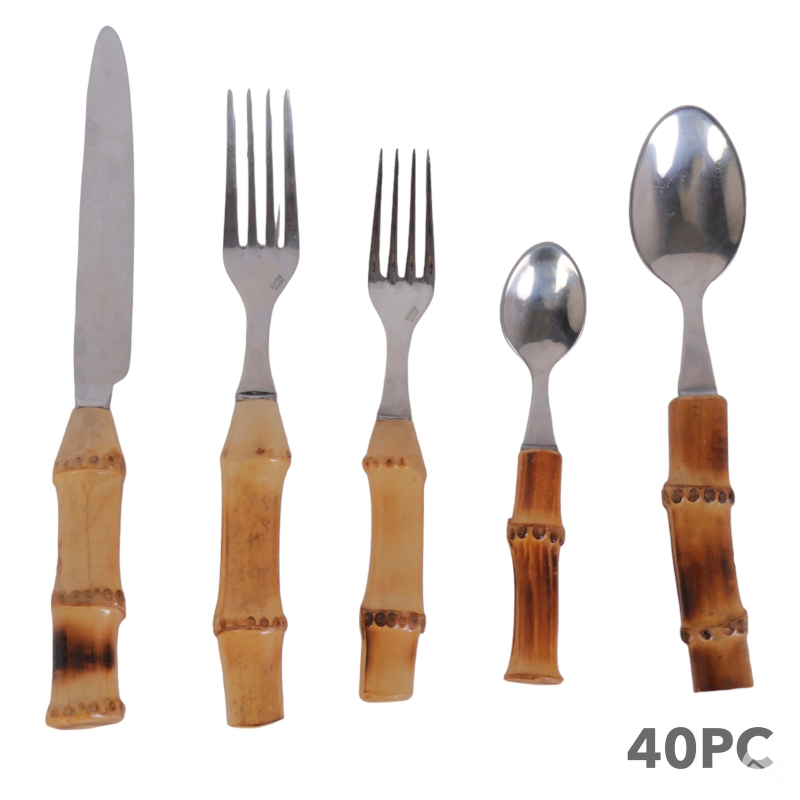 SCOF French Bamboo Handle 40 Piece Flatware SET (1 of 5)