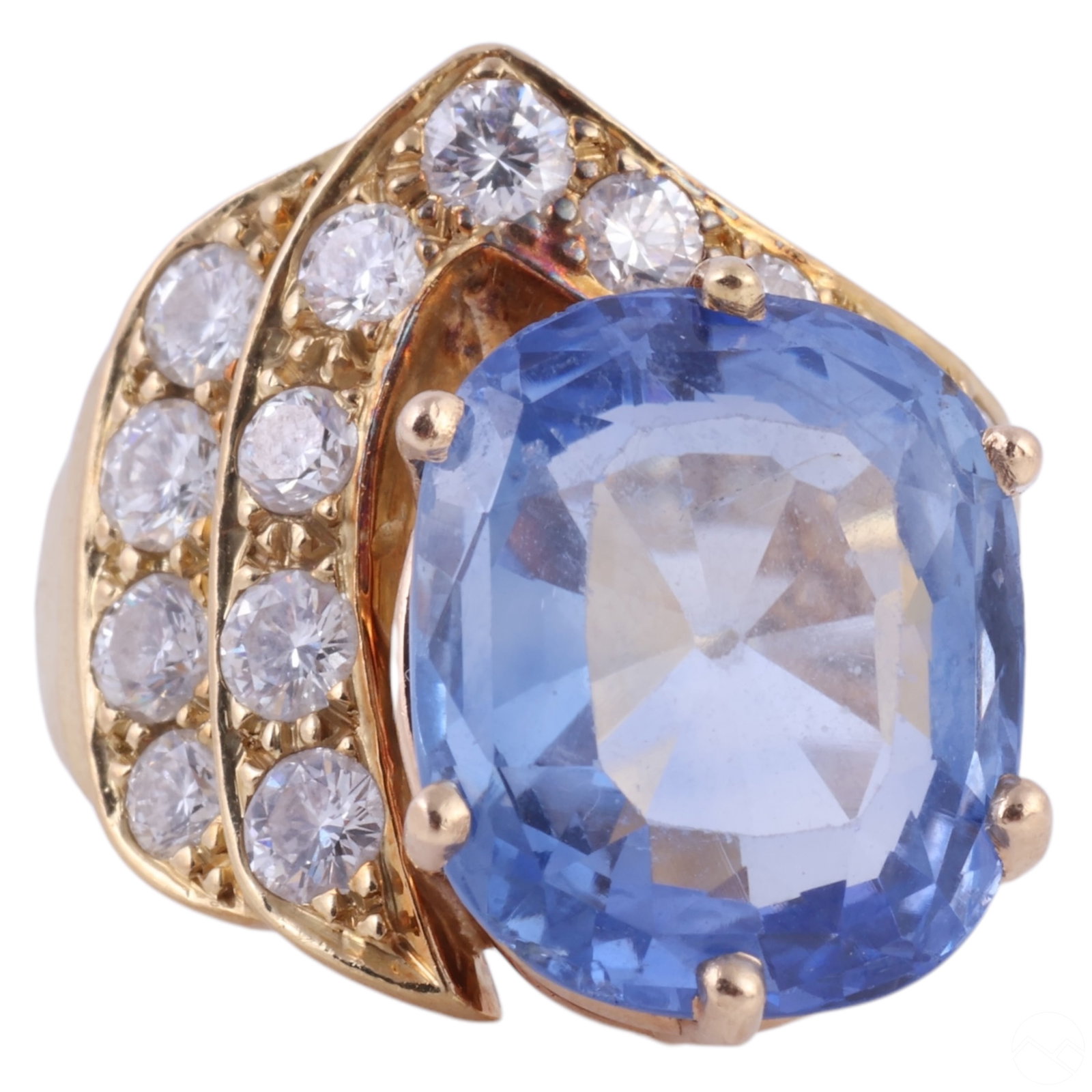 18K Gold Sapphire & Diamond Gemstone Sz 5 Ring 13g (1 of 5)