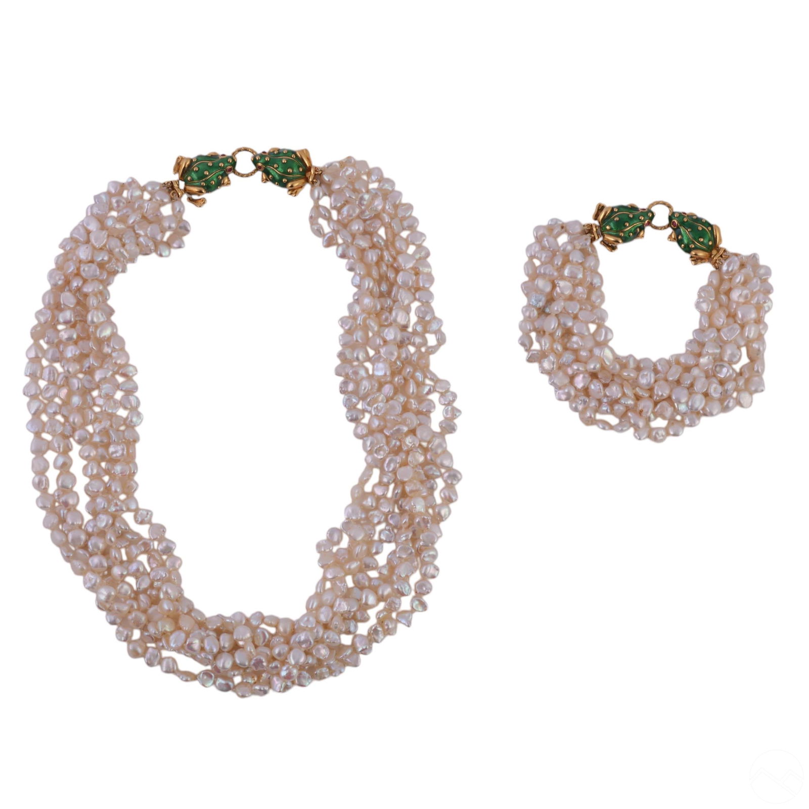 18k Gold David Webb Style Pearl Necklace Bracelet (1 of 8)