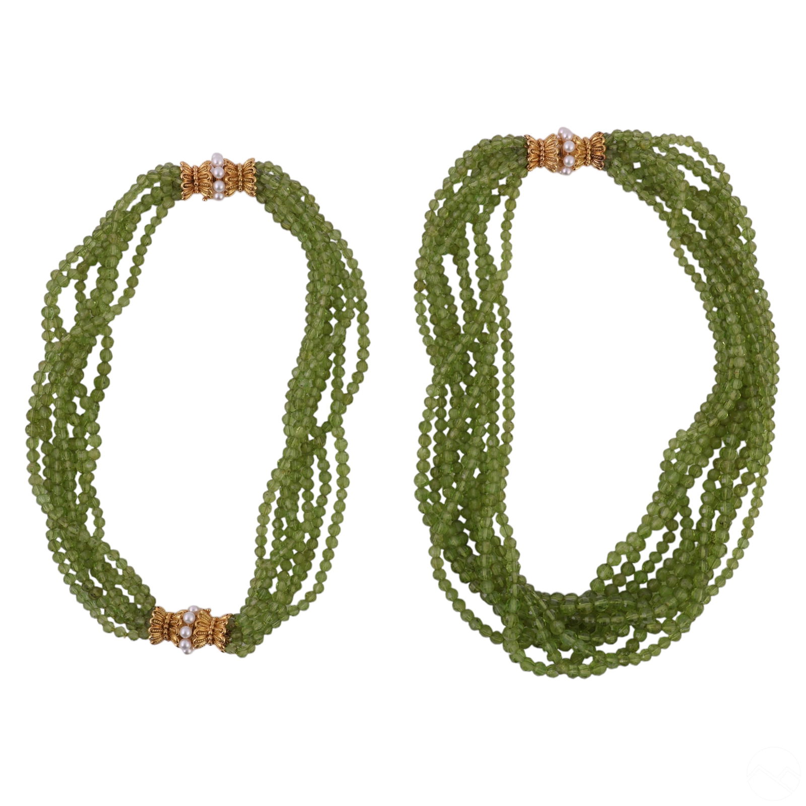 18k Gold Faceted Peridot Necklace Bracelet SET (1 of 6)