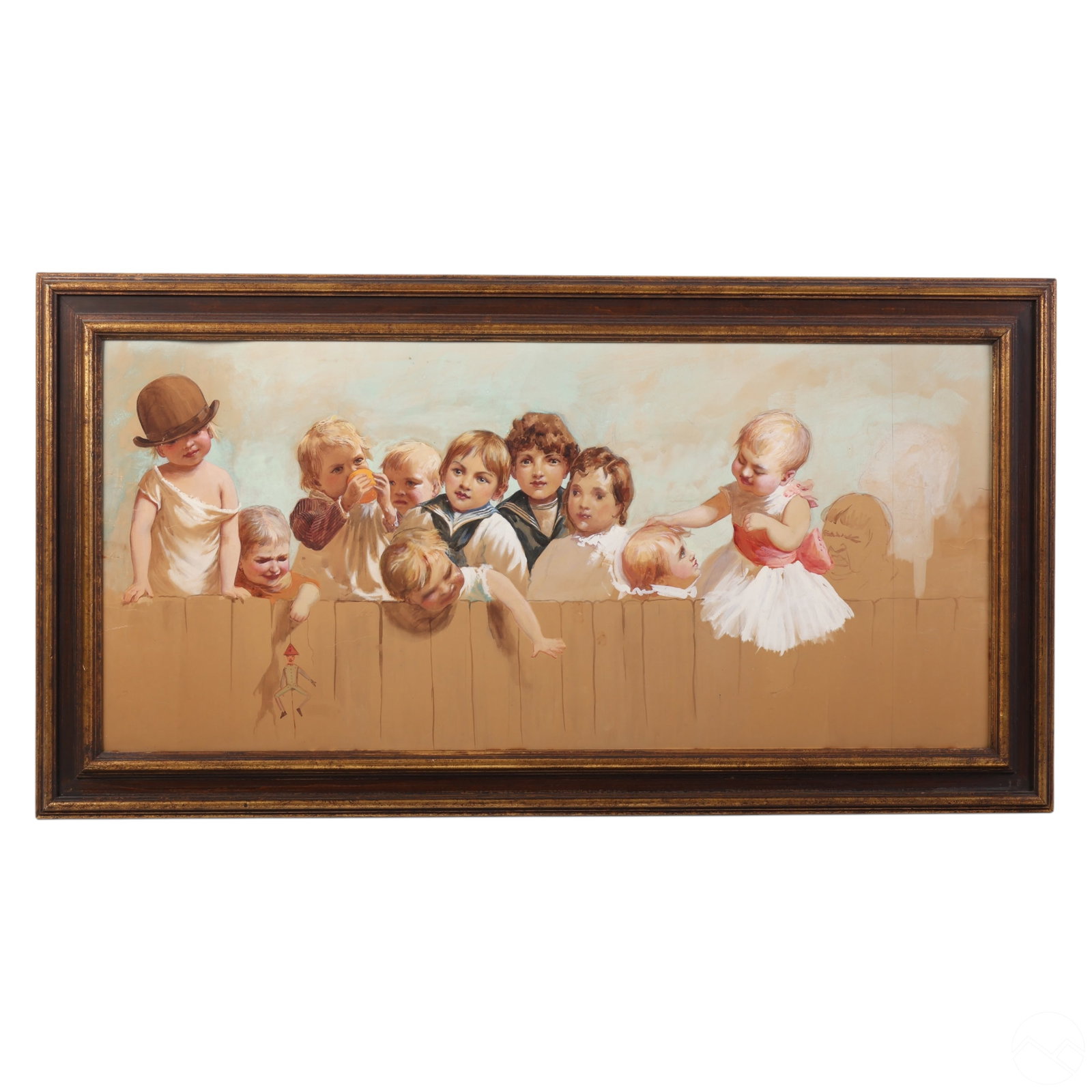 Victorian Style Children Scene Gouache Painting (1 of 5)