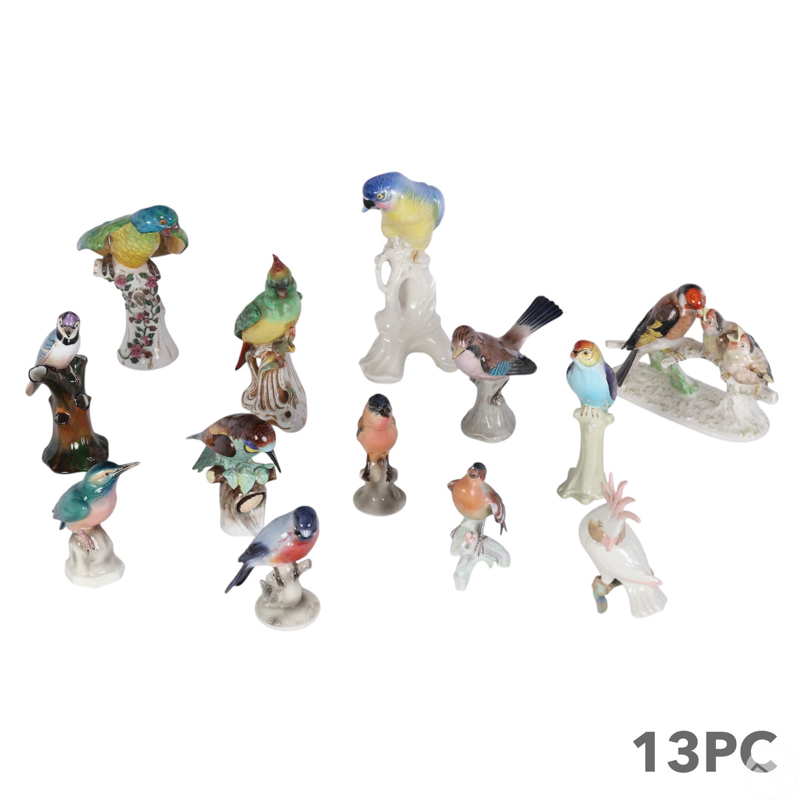 Porcelain Antique Bird Figurine 13pc ESTATE LOT (1 of 12)
