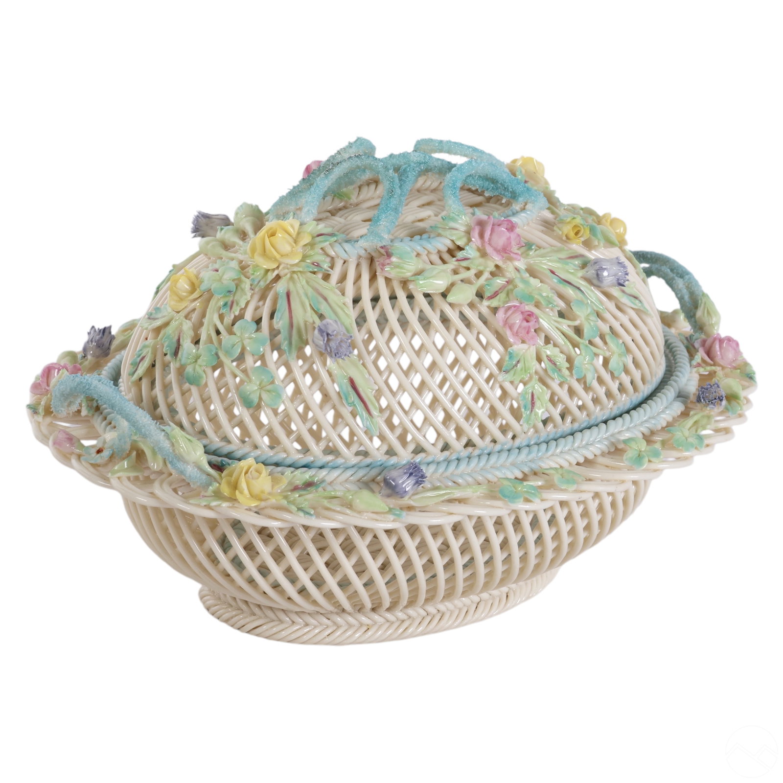 Belleek Porcelain Basketweave Covered Basket w Box (1 of 9)