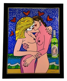 Romero Britto b.1963 Nude Kissable Pop Art Painting