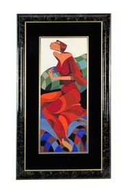 Benjamin Harjo Jr. (b.1945) Woman in Red Painting