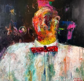 Kostis Georgiou b.1956 Abstract Portrait Painting