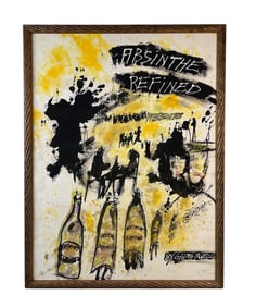 Gilles Rieu b.1953 Abstract Absinthe Oil Painting