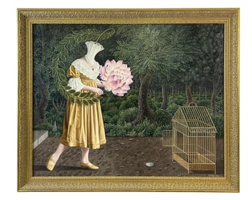 Gervasio Gallardo b.1934 Surreal Flower Painting