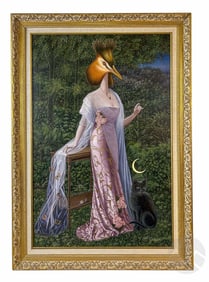 Gervasio Gallardo b.1934 Surreal Bird Lady Painting