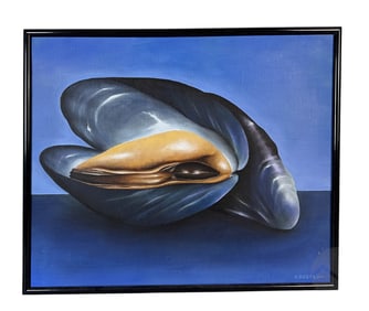 Eva Bostrom (b1954) Mussel Still Life Oil Painting