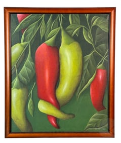 Eva Bostrom (b1954) Green and Red Peppers Painting