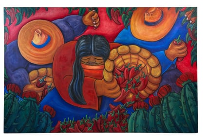Gilberto Guzman (b.1945) Pepper Harvest Painting