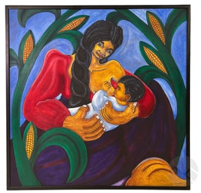 Gilberto Guzman (b.1945) Nursing Mother Painting