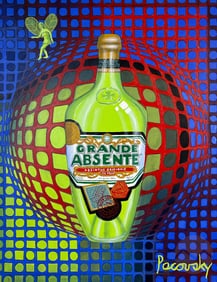 John Pacovsky b.1950 Vasarely Absente Ad Painting