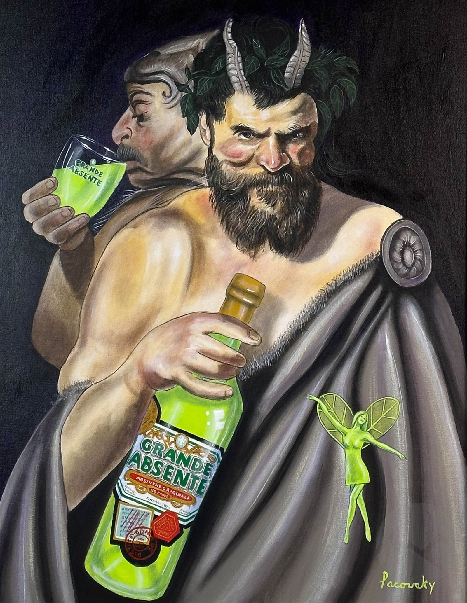 John Pacovsky b.1950 Rubens Satyr Absente Painting (1 of 8)