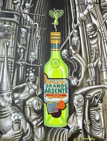 John Pacovsky b.1950 HR Giger Absente Ad Painting