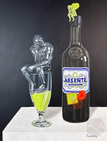 John Pacovsky b.1950 Absente Bottle Ad Painting