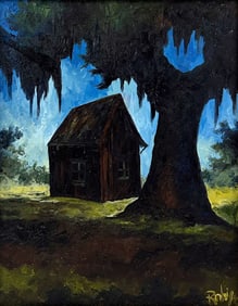 George Rodrigue (American, 1944-2013) Cabin in St. Martinville Oil Painting