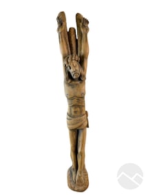 Haitian Hand Carved Wooden Christ on Cross SIGNED