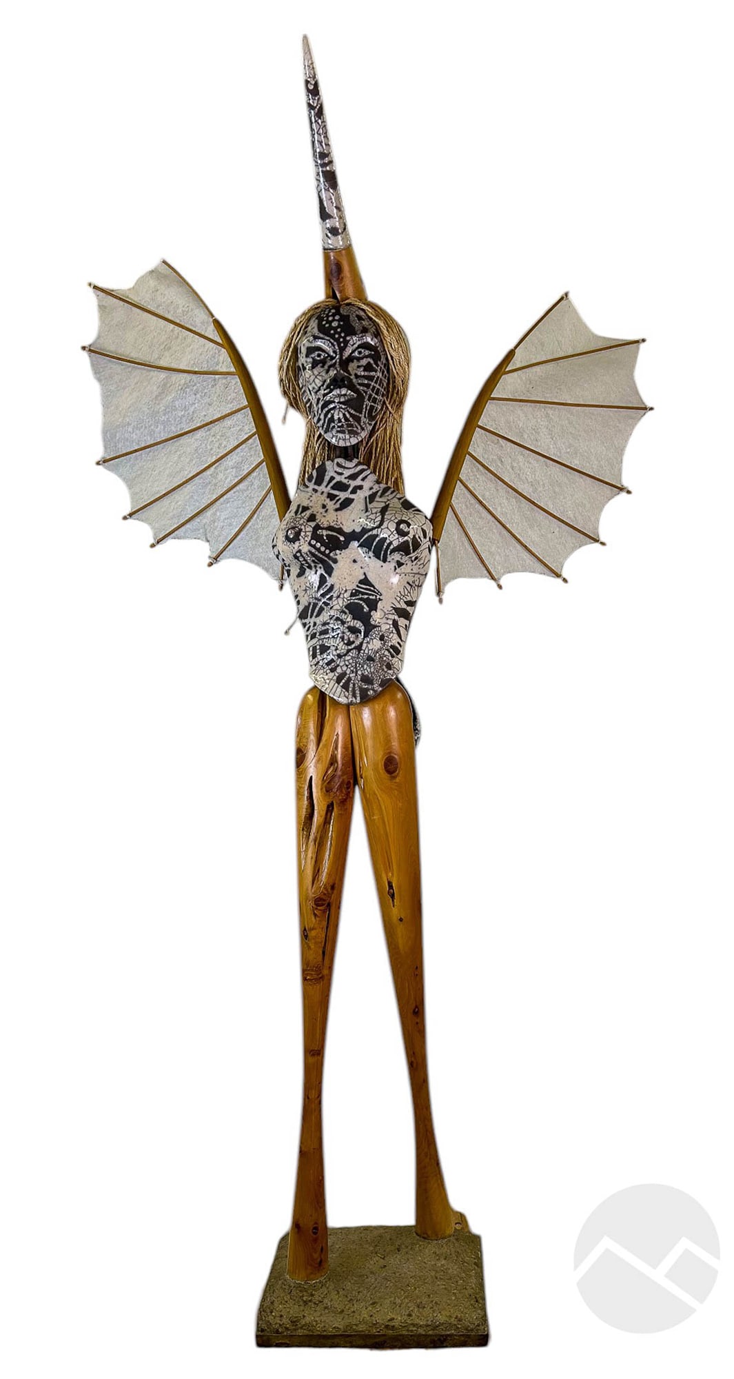 Patrice Chambrier b.1964 Wood & Raku Winged Statue (1 of 11)