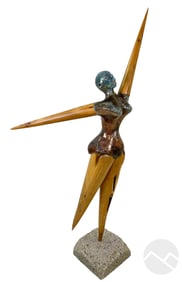 Patrice Chambrier b.1964 Raku & Wood Dancer Statue