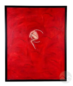 Abreu Modern Abstract Exiled in Red Oil Painting