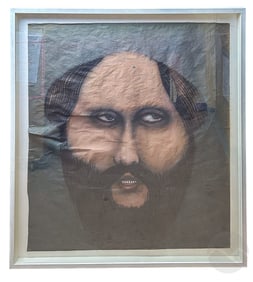 Abstract Bald Man with Beard Portrait Painting