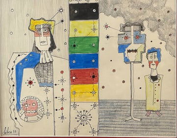 Libero Badii 1916-2001 Surreal Ink and Watercolor