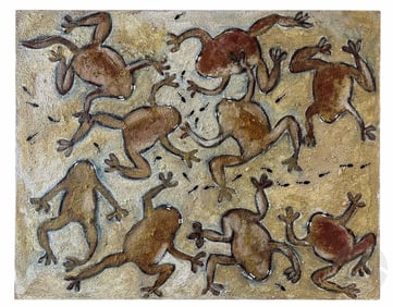 Tadpoles & Frogs Pictograph Abstract Art Painting