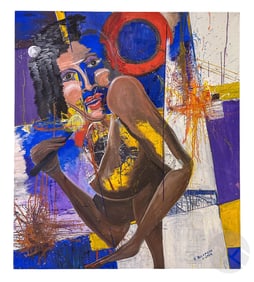 H. Backmann 20C. Abstract Female Singer Painting