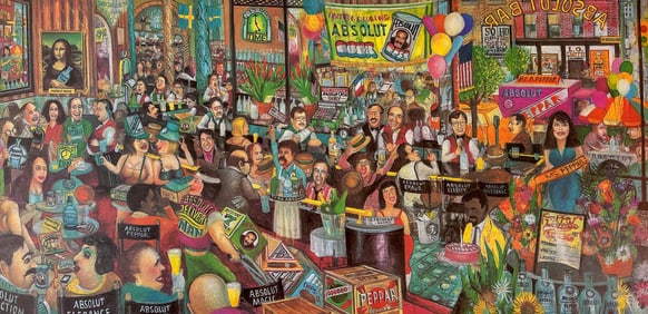 Robert Cenedella (b.1940) Absolut Bar Litho SIGNED