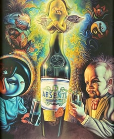 Ron English (b.1960) Surreal Absente Bottle Giclee