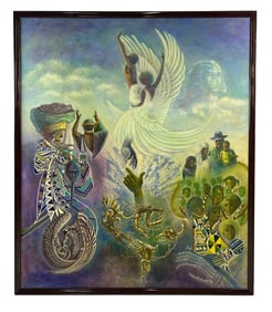 Sidney Schenck b.1956 Surreal African Oil Painting