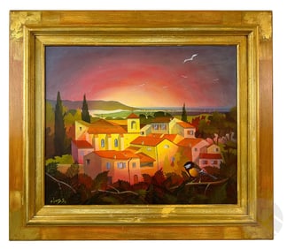 Cedric Lucas 20C Prismatic City Landscape Painting