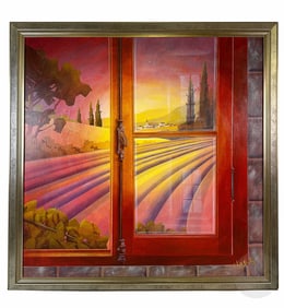 Cedric Lucas 20C. Window Vista Landscape Painting