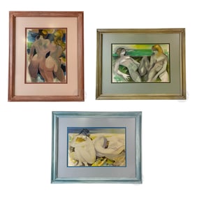 Camille Hilaire 1916-2004 Nude Litho 3p LOT SIGNED