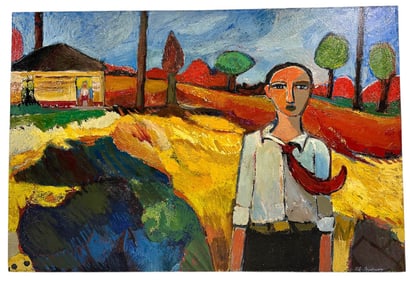 J.J. Graham b1975 Figural Rural Landscape Painting