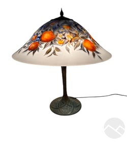 Ulla Darni b.1937 Reverse Painted Orange Tree Lamp