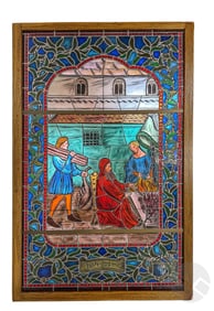 French Medieval Style Winter Stained Glass Window
