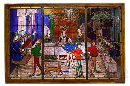 French Renaissance Style Stained Glass Art Window