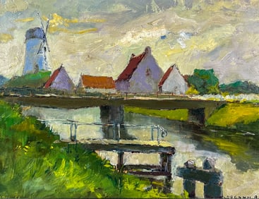 Adolphe Decamps b.1919 Dutch Landscape Painting