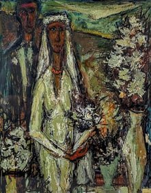 Jean-Marie Sorgue 1924-2010 Bride & Girl Painting