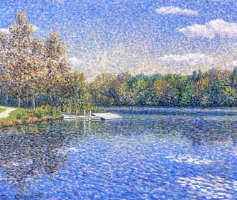 Christophe Cardot 20C Impressionist Lake Landscape