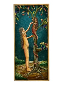 J.A.J. Luberisse 20C. Eve & Snake Haitian Painting