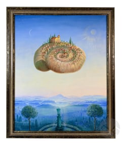 Haitian Surrealist Floating Fossil Island Painting