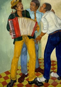 Yves Michaud b.1950 Haitian Musical Trio Painting