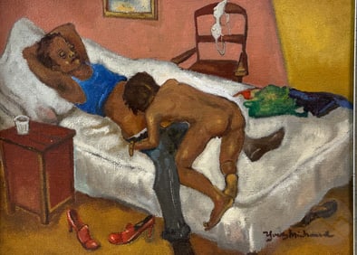 Yves Michaud b.1950 Erotic Haitian Scene Painting