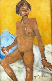 Yves Michaud b.1950 Erotic Haitian Scene Painting